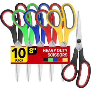 10 Pack 8" Scissors All Purpose, Heavy Duty Scissors for Office